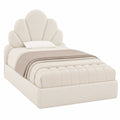 Einzelbett – 90 × 200 cm, moderner Stil, gepolstert, aus Samt, Beige