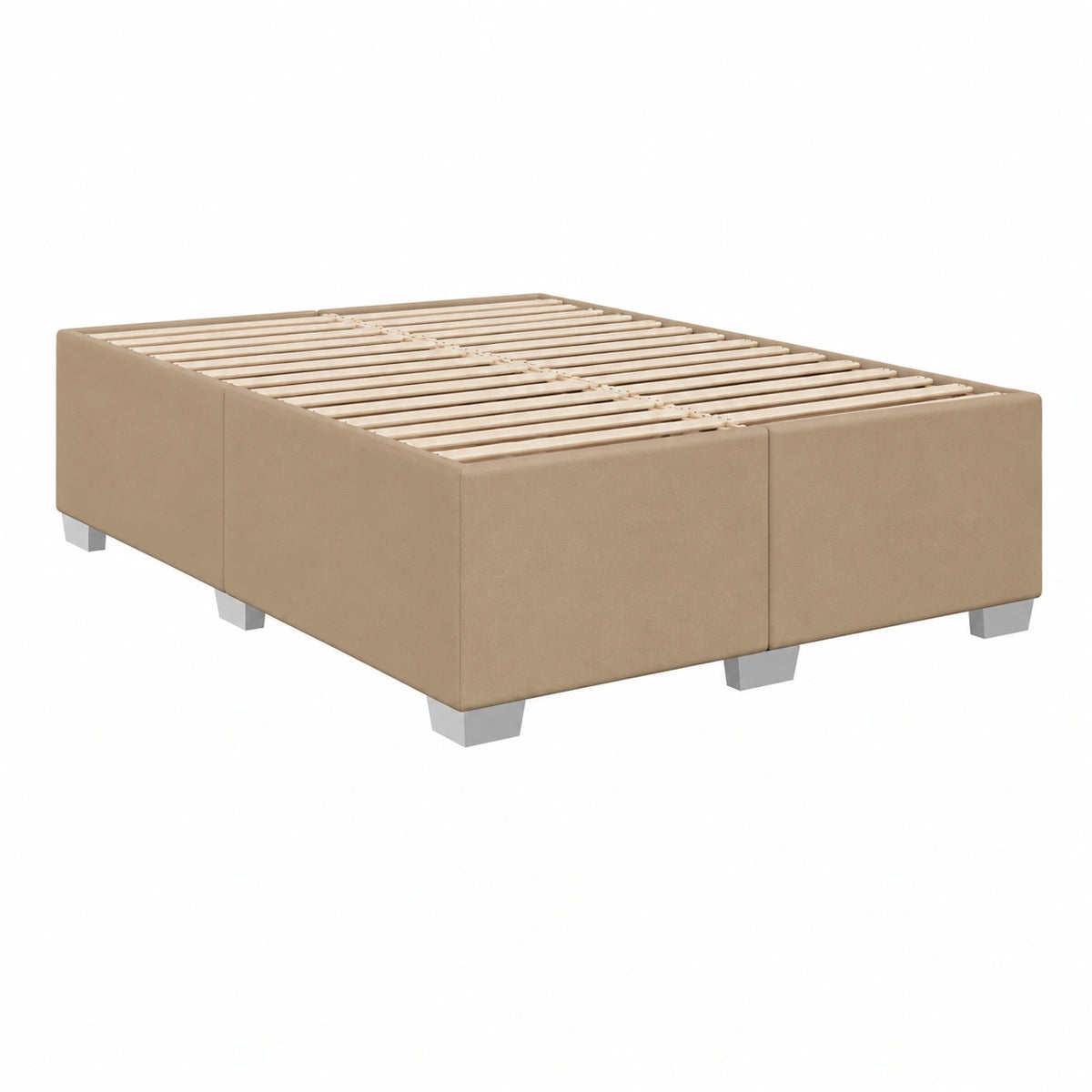 Bettgestell – 140 × 190 cm, gepolstert, mit Lattenrost, aus Kunstleder, Braun, für Schlafzimmer