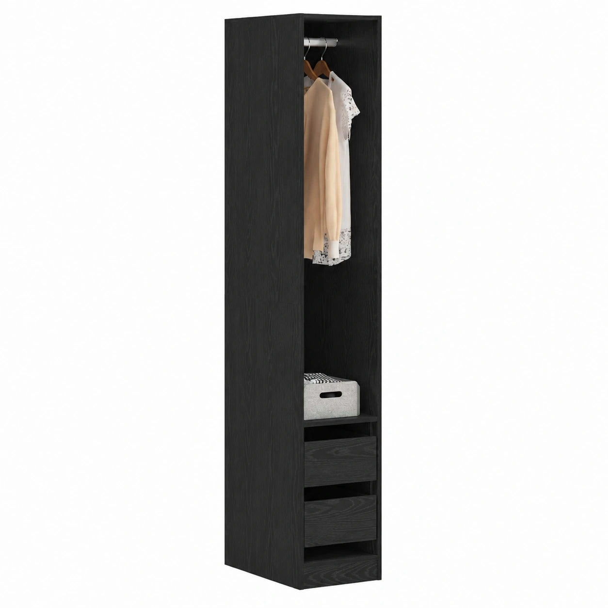Kleiderschrank – 30 × 50 × 200 cm, moderner Stil, freistehend, aus Holzwerkstoff und Eichenholz, für Schlafzimmer