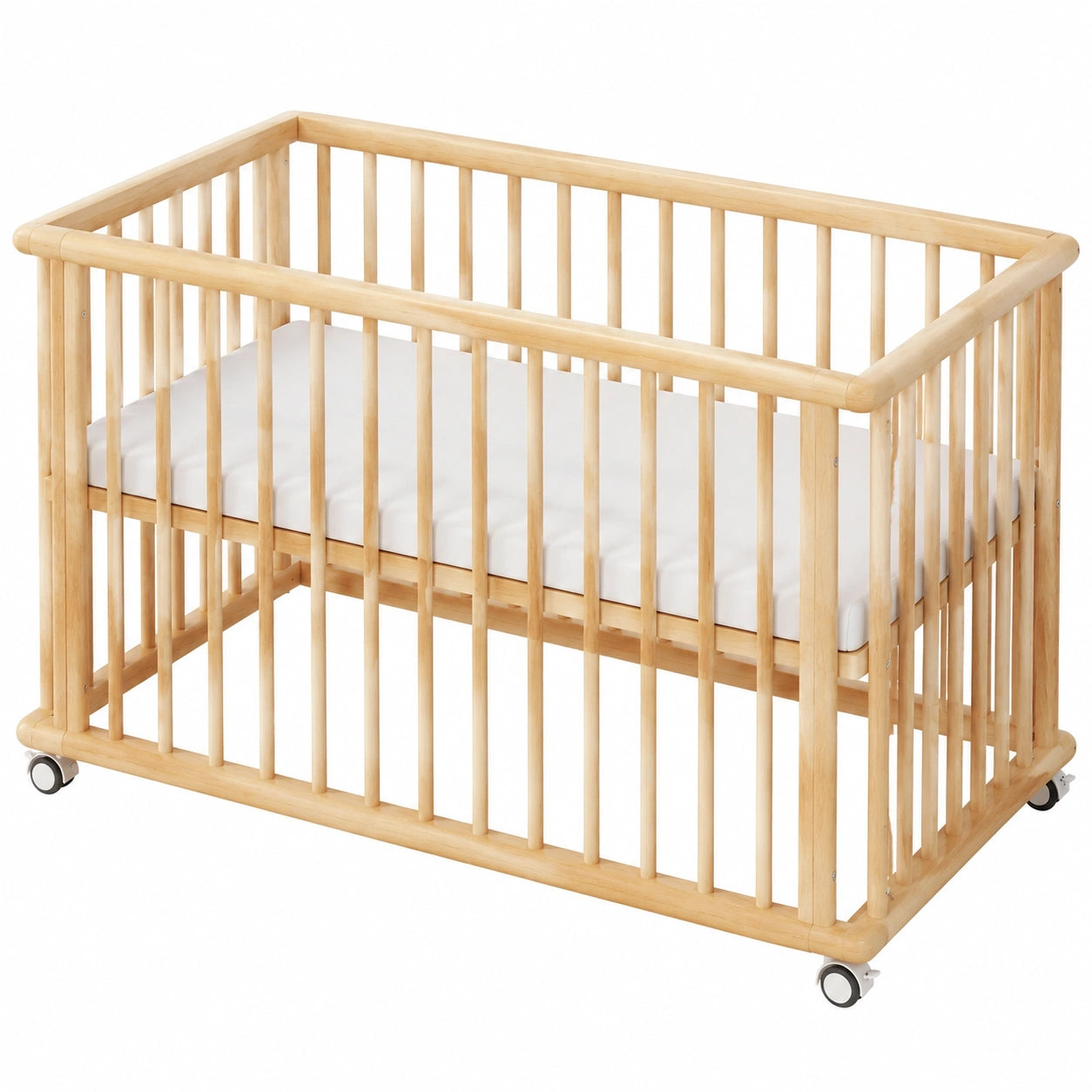 Babybett – höhenverstellbar, aus Buchenholz