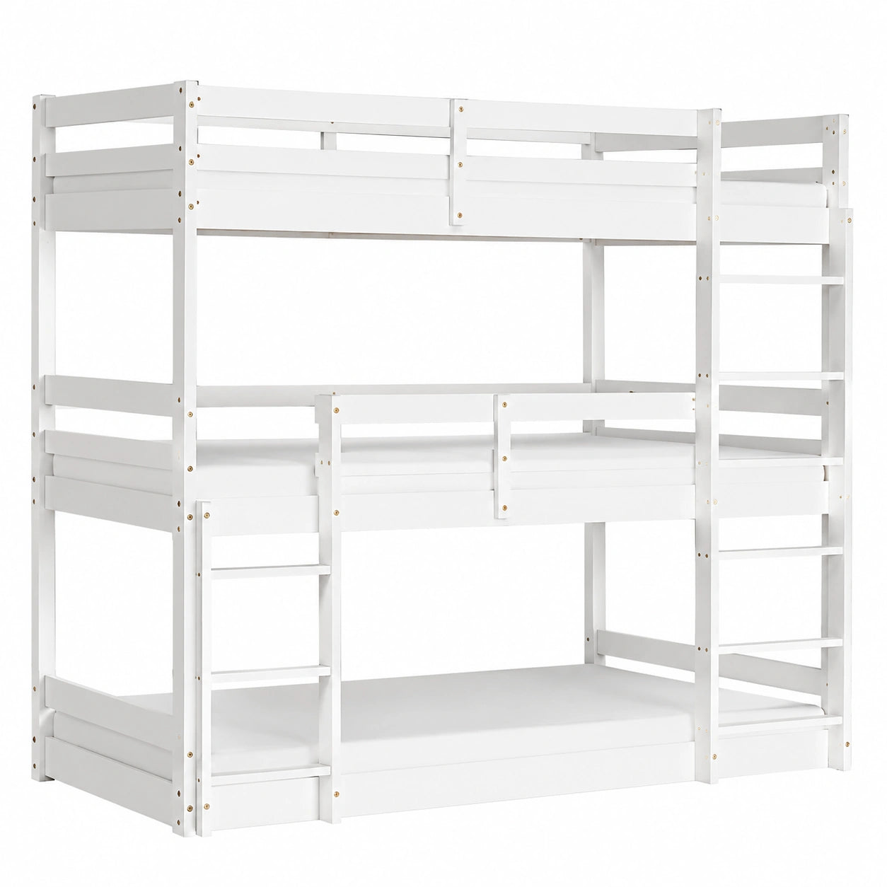 Etagenbett – für 3 Personen, 90 × 200 cm, mit Lattenrost, aus Massivholz und Kiefernholz