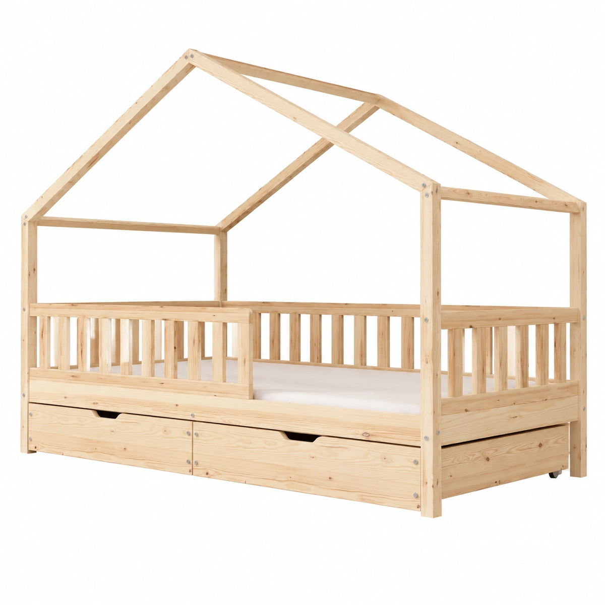 Hausbett – 90 × 200 cm, mit Stauraum, mit Schubladen
