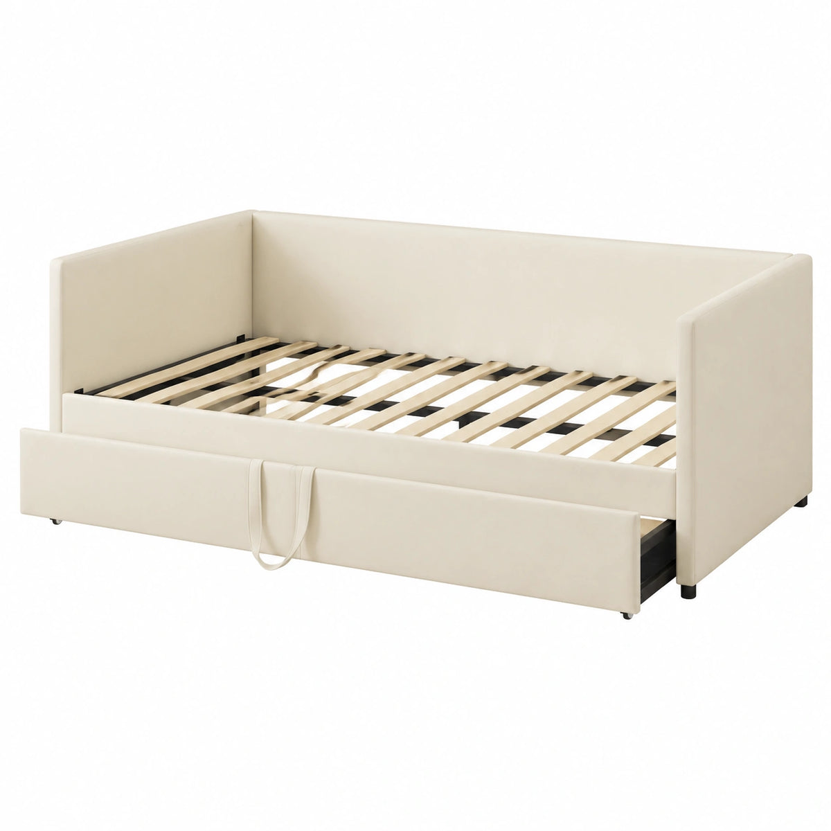 Schlafsofa – 180 × 200 cm, ausziehbar, mit Lattenrost, Beige, für Wohnzimmer und Schlafzimmer