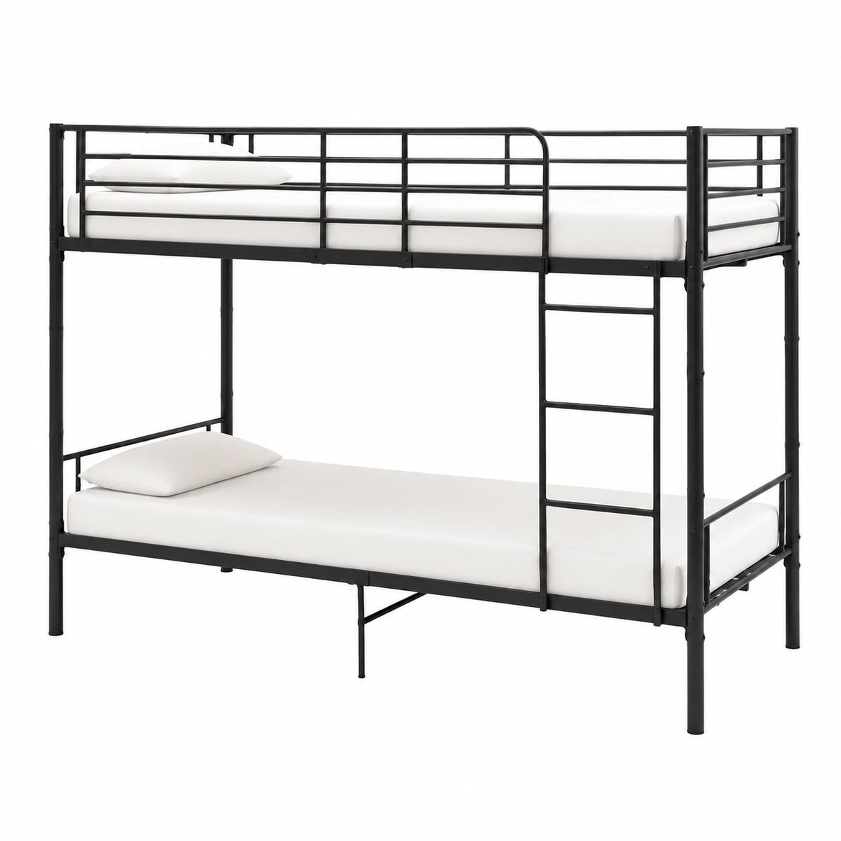 Bett – 90 × 200 cm, mit Lattenrost, aus Metall, Schwarz, für Schlafzimmer