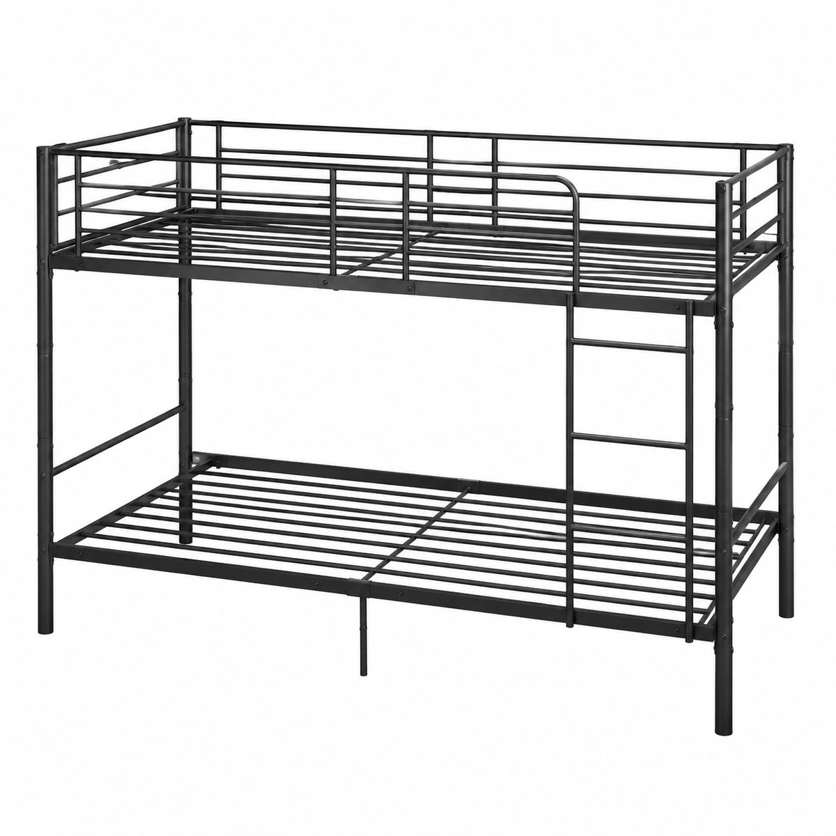 Bett – 90 × 200 cm, mit Lattenrost, aus Metall, Schwarz, für Schlafzimmer