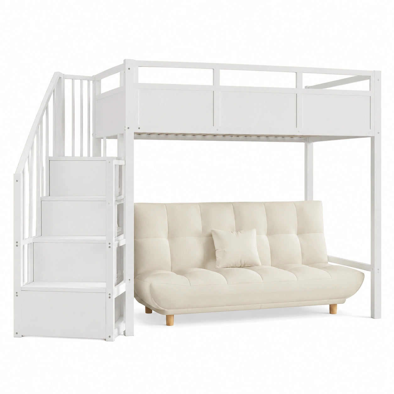 Hochbett – 90 × 200 cm, mit Stauraum, aus Metall