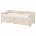Schlafsofa – 90 × 200 cm, ausziehbar, mit Lattenrost, Beige, für Wohnzimmer und Schlafzimmer
