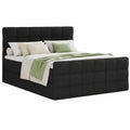 Boxspringbett – 140 × 200 cm, gepolstert, Schwarz, für Schlafzimmer